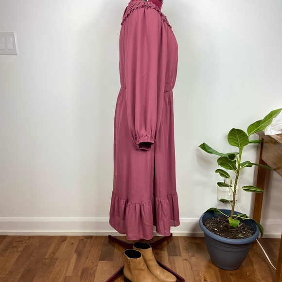 Collective Concepts Long Sleeve Ruffle Midi Dress - Picture 2 of 5